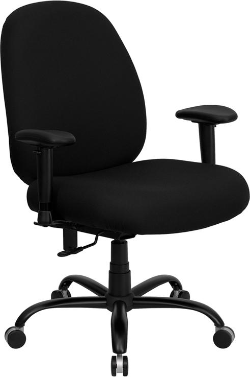 Flash Furniture HERCULES Series Big & Tall 400 lb. Rated Black Fabric Executive Swivel Chair with Adjustable Back Height and Arms - WL-715MG-BK-A-GG