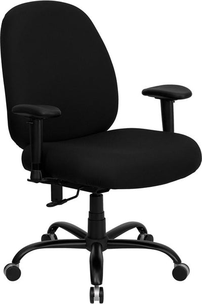 Flash Furniture HERCULES Series Big & Tall 400 lb. Rated Black Fabric Executive Swivel Chair with Adjustable Back Height and Arms - WL-715MG-BK-A-GG