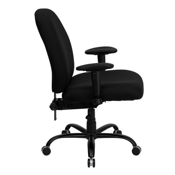 Flash Furniture HERCULES Series Big & Tall 400 lb. Rated Black Fabric Executive Swivel Chair with Adjustable Back Height and Arms - WL-715MG-BK-A-GG