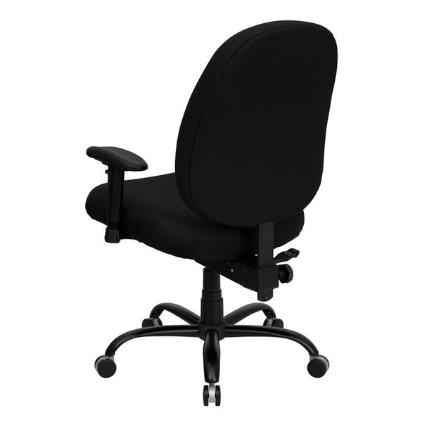 Flash Furniture HERCULES Series Big & Tall 400 lb. Rated Black Fabric Executive Swivel Chair with Adjustable Back Height and Arms - WL-715MG-BK-A-GG