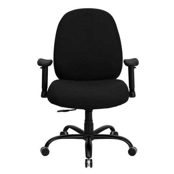 Flash Furniture HERCULES Series Big & Tall 400 lb. Rated Black Fabric Executive Swivel Chair with Adjustable Back Height and Arms - WL-715MG-BK-A-GG