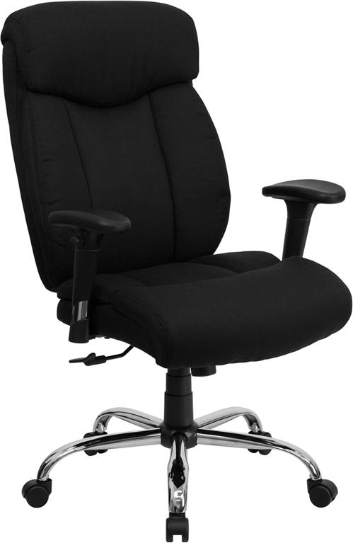 Flash Furniture HERCULES Series Big & Tall 400 lb. Rated Black Fabric Executive Swivel Chair with Full Headrest and Arms - GO-1235-BK-FAB-A-GG