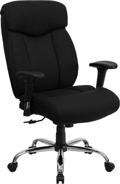 Flash Furniture HERCULES Series Big & Tall 400 lb. Rated Black Fabric Executive Swivel Chair with Full Headrest and Arms - GO-1235-BK-FAB-A-GG