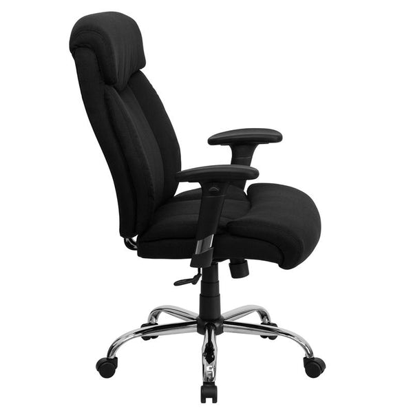 Flash Furniture HERCULES Series Big & Tall 400 lb. Rated Black Fabric Executive Swivel Chair with Full Headrest and Arms - GO-1235-BK-FAB-A-GG