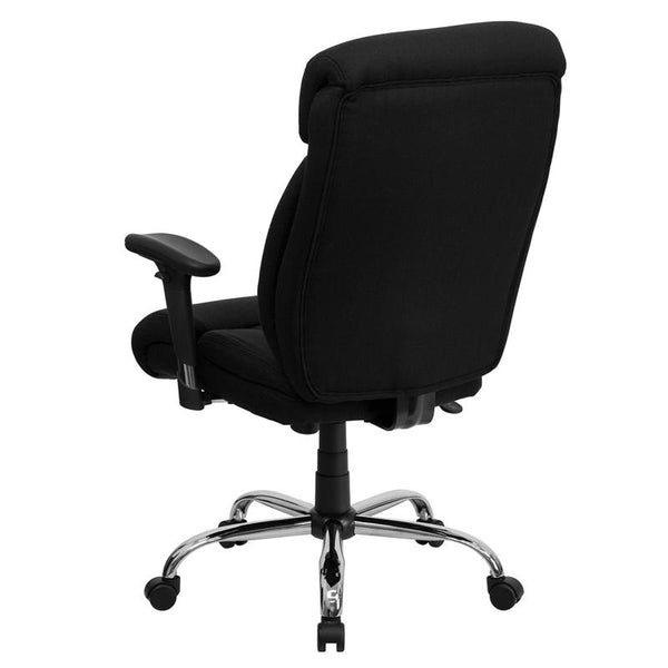 Flash Furniture HERCULES Series Big & Tall 400 lb. Rated Black Fabric Executive Swivel Chair with Full Headrest and Arms - GO-1235-BK-FAB-A-GG