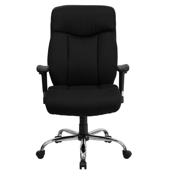 Flash Furniture HERCULES Series Big & Tall 400 lb. Rated Black Fabric Executive Swivel Chair with Full Headrest and Arms - GO-1235-BK-FAB-A-GG