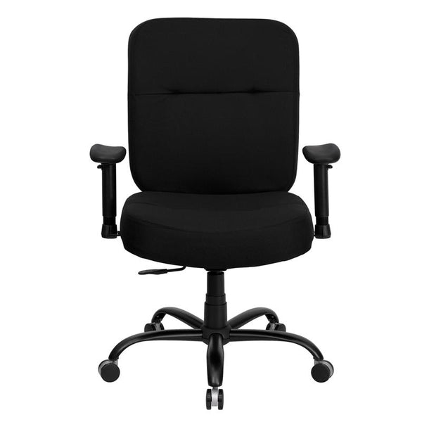 Flash Furniture HERCULES Series Big & Tall 400 lb. Rated Black Fabric Executive Swivel Chair with Rectangular Back and Arms - WL-735SYG-BK-A-GG