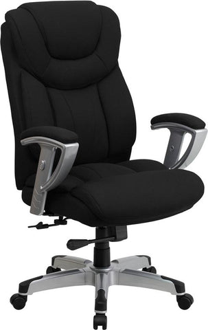 Flash Furniture HERCULES Series Big & Tall 400 lb. Rated Black Fabric Executive Swivel Chair with Silver Finished Adjustable Arms - GO-1534-BK-FAB-GG