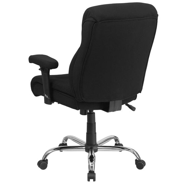 Flash Furniture HERCULES Series Big & Tall 400 lb. Rated Black Fabric Swivel Task Chair with Clean Line Stitching and Adjustable Arms - GO-2031F-GG