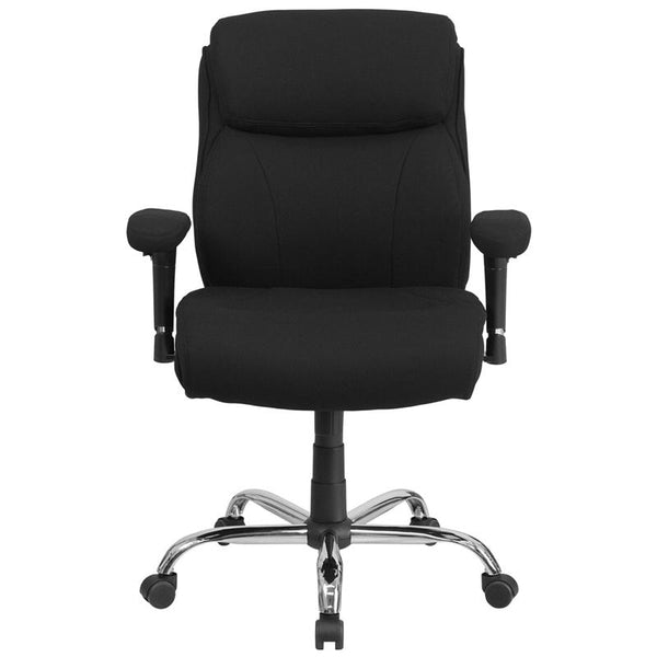 Flash Furniture HERCULES Series Big & Tall 400 lb. Rated Black Fabric Swivel Task Chair with Clean Line Stitching and Adjustable Arms - GO-2031F-GG