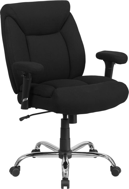 Flash Furniture HERCULES Series Big & Tall 400 lb. Rated Black Fabric Swivel Task Chair with Deep Tufted Seating and Adjustable Arms - GO-2073F-GG