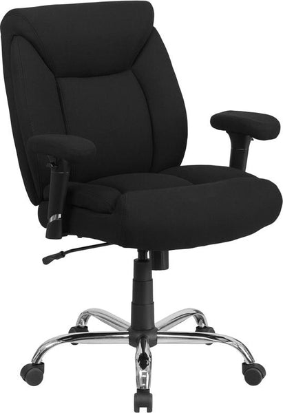 Flash Furniture HERCULES Series Big & Tall 400 lb. Rated Black Fabric Swivel Task Chair with Deep Tufted Seating and Adjustable Arms - GO-2073F-GG