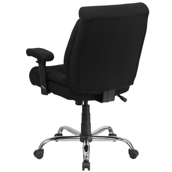 Flash Furniture HERCULES Series Big & Tall 400 lb. Rated Black Fabric Swivel Task Chair with Deep Tufted Seating and Adjustable Arms - GO-2073F-GG