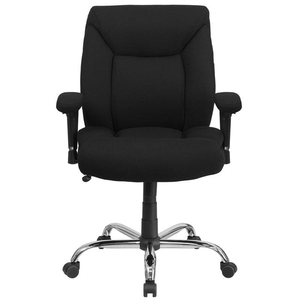 Flash Furniture HERCULES Series Big & Tall 400 lb. Rated Black Fabric Swivel Task Chair with Deep Tufted Seating and Adjustable Arms - GO-2073F-GG