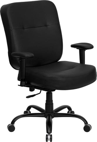 Flash Furniture HERCULES Series Big & Tall 400 lb. Rated Black Leather Executive Swivel Chair with Adjustable Arms - WL-735SYG-BK-LEA-A-GG