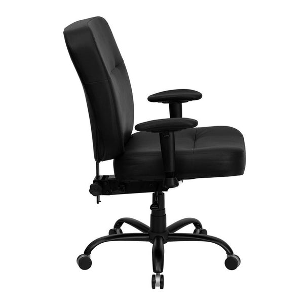 Flash Furniture HERCULES Series Big & Tall 400 lb. Rated Black Leather Executive Swivel Chair with Adjustable Arms - WL-735SYG-BK-LEA-A-GG