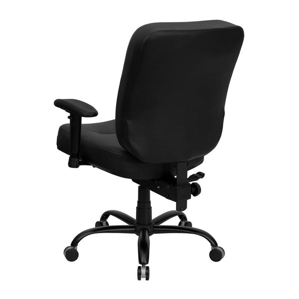 Flash Furniture HERCULES Series Big & Tall 400 lb. Rated Black Leather Executive Swivel Chair with Adjustable Arms - WL-735SYG-BK-LEA-A-GG