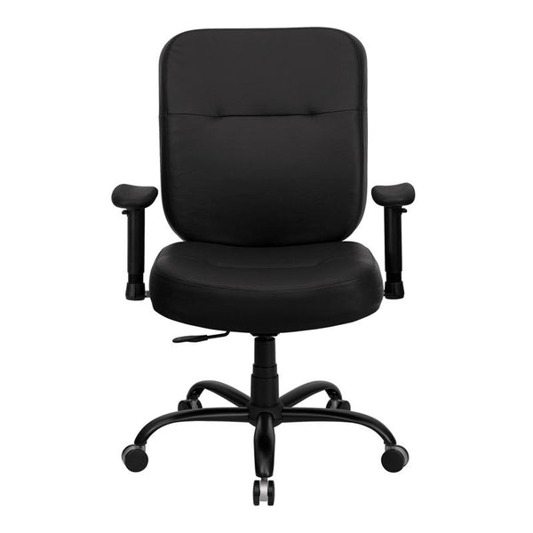 Flash Furniture HERCULES Series Big & Tall 400 lb. Rated Black Leather Executive Swivel Chair with Adjustable Arms - WL-735SYG-BK-LEA-A-GG