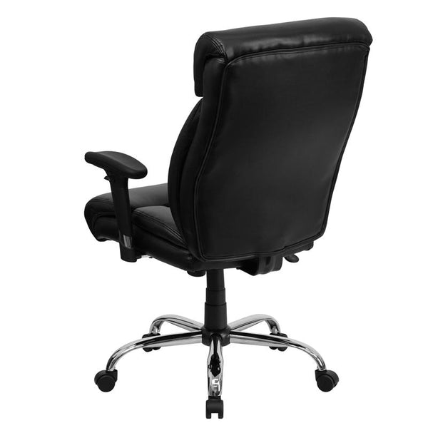 Flash Furniture HERCULES Series Big & Tall 400 lb. Rated Black Leather Executive Swivel Chair with Full Headrest and Arms - GO-1235-BK-LEA-A-GG