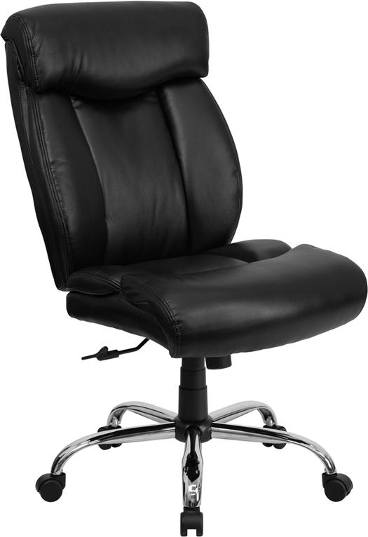 Flash Furniture HERCULES Series Big & Tall 400 lb. Rated Black Leather Executive Swivel Chair with Full Headrest - GO-1235-BK-LEA-GG