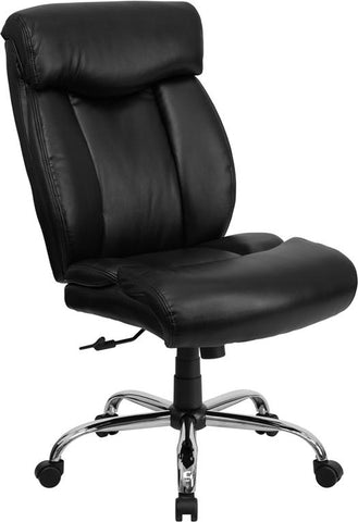 Flash Furniture HERCULES Series Big & Tall 400 lb. Rated Black Leather Executive Swivel Chair with Full Headrest - GO-1235-BK-LEA-GG