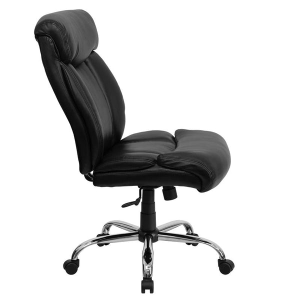 Flash Furniture HERCULES Series Big & Tall 400 lb. Rated Black Leather Executive Swivel Chair with Full Headrest - GO-1235-BK-LEA-GG