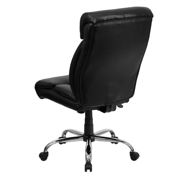 Flash Furniture HERCULES Series Big & Tall 400 lb. Rated Black Leather Executive Swivel Chair with Full Headrest - GO-1235-BK-LEA-GG