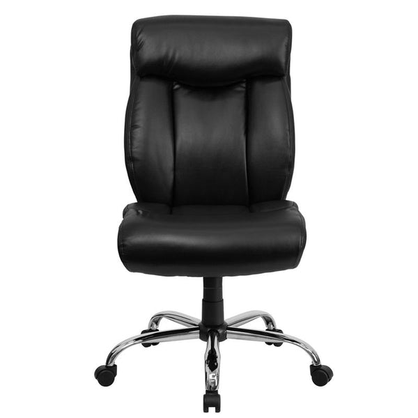 Flash Furniture HERCULES Series Big & Tall 400 lb. Rated Black Leather Executive Swivel Chair with Full Headrest - GO-1235-BK-LEA-GG