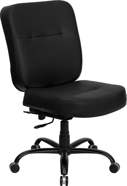 Flash Furniture HERCULES Series Big & Tall 400 lb. Rated Black Leather Executive Swivel Chair with Rectangular Back - WL-735SYG-BK-LEA-GG