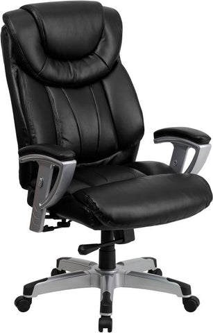 Flash Furniture HERCULES Series Big & Tall 400 lb. Rated Black Leather Executive Swivel Chair with Silver Finished Adjustable Arms - GO-1534-BK-LEA-GG