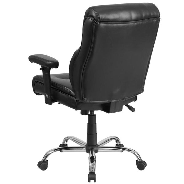 Flash Furniture HERCULES Series Big & Tall 400 lb. Rated Black Leather Swivel Task Chair with Clean Line Stitching and Arms - GO-2031-LEA-GG