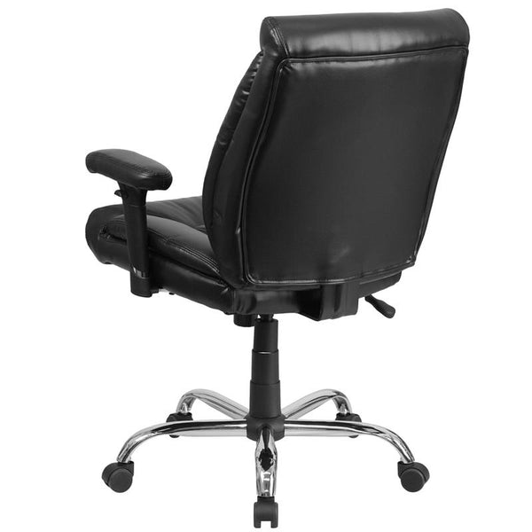 Flash Furniture HERCULES Series Big & Tall 400 lb. Rated Black Leather Swivel Task Chair with Deep Tufted Seating and Adjustable Arms - GO-2073-LEA-GG