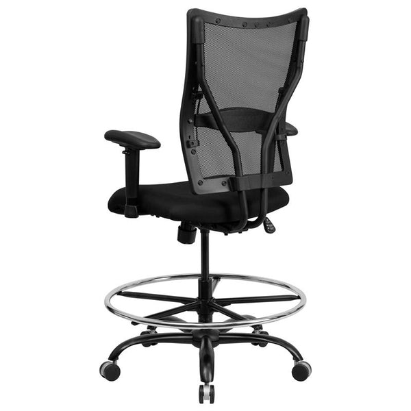 Flash Furniture HERCULES Series Big & Tall 400 lb. Rated Black Mesh Drafting Chair with Adjustable Arms - WL-5029SYG-AD-GG