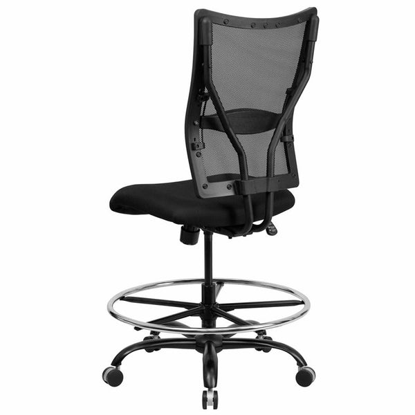 Flash Furniture HERCULES Series Big & Tall 400 lb. Rated Black Mesh Drafting Chair - WL-5029SYG-D-GG
