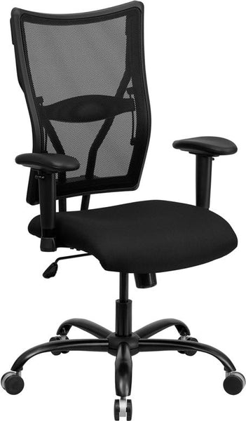 Flash Furniture HERCULES Series Big & Tall 400 lb. Rated Black Mesh Executive Swivel Chair with Adjustable Arms - WL-5029SYG-A-GG