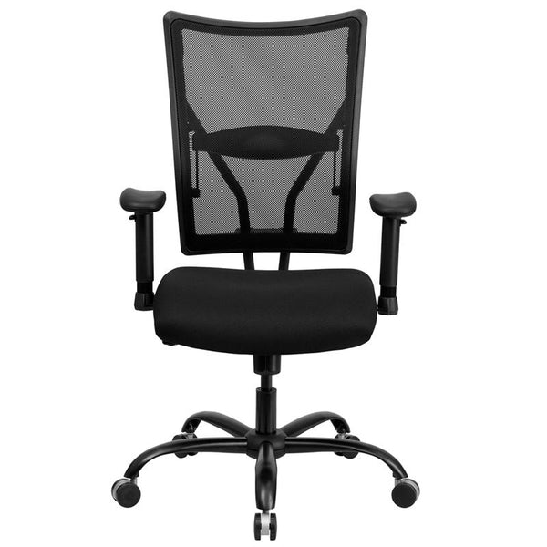 Flash Furniture HERCULES Series Big & Tall 400 lb. Rated Black Mesh Executive Swivel Chair with Adjustable Arms - WL-5029SYG-A-GG