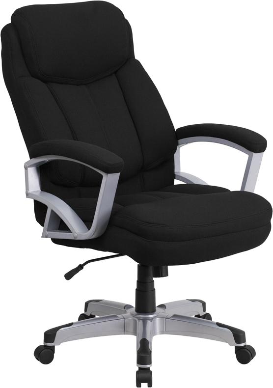 Flash Furniture HERCULES Series Big & Tall 500 lb. Rated Black Fabric Executive Swivel Chair with Arms - GO-1850-1-FAB-GG