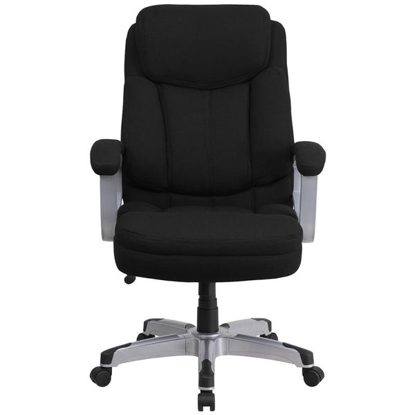 Flash Furniture HERCULES Series Big & Tall 500 lb. Rated Black Fabric Executive Swivel Chair with Arms - GO-1850-1-FAB-GG