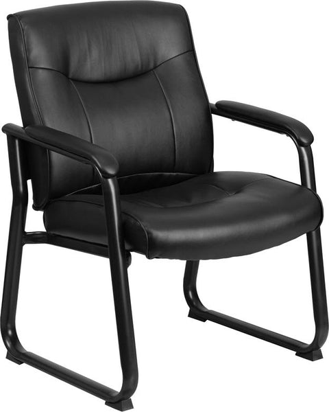 Flash Furniture HERCULES Series Big & Tall 500 lb. Rated Black Leather Executive Side Reception Chair with Sled Base - GO-2136-GG