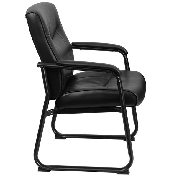 Flash Furniture HERCULES Series Big & Tall 500 lb. Rated Black Leather Executive Side Reception Chair with Sled Base - GO-2136-GG