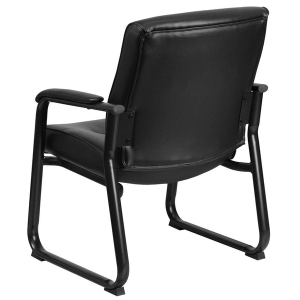 Flash Furniture HERCULES Series Big & Tall 500 lb. Rated Black Leather Executive Side Reception Chair with Sled Base - GO-2136-GG