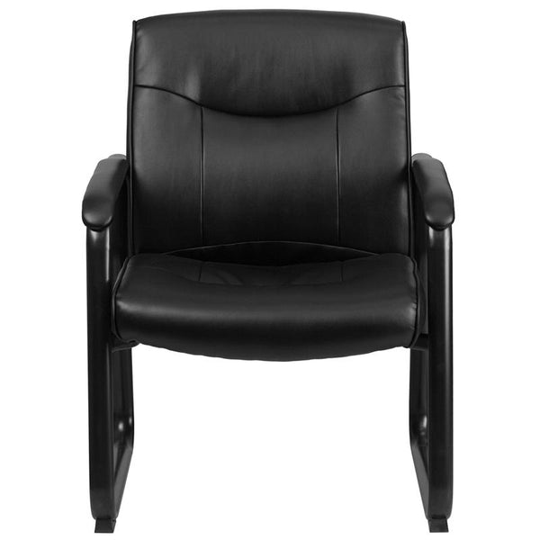 Flash Furniture HERCULES Series Big & Tall 500 lb. Rated Black Leather Executive Side Reception Chair with Sled Base - GO-2136-GG