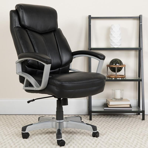 Flash Furniture HERCULES Series Big & Tall 500 lb. Rated Black Leather Executive Swivel Chair with Arms - GO-1850-1-LEA-GG