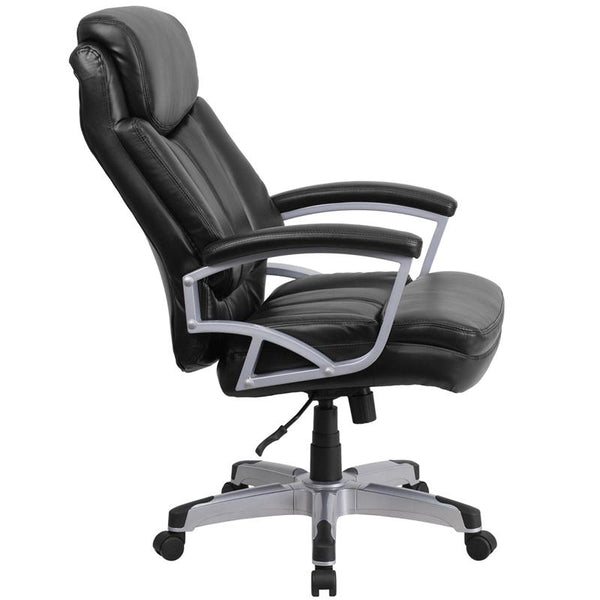 Flash Furniture HERCULES Series Big & Tall 500 lb. Rated Black Leather Executive Swivel Chair with Arms - GO-1850-1-LEA-GG