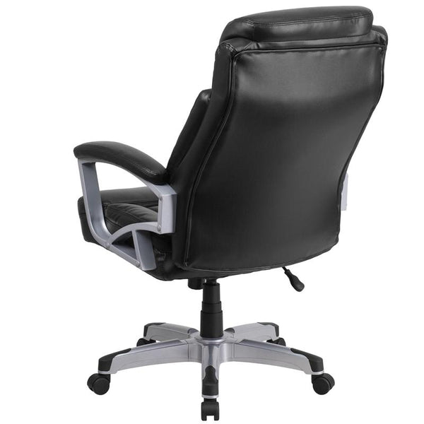 Flash Furniture HERCULES Series Big & Tall 500 lb. Rated Black Leather Executive Swivel Chair with Arms - GO-1850-1-LEA-GG