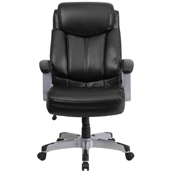 Flash Furniture HERCULES Series Big & Tall 500 lb. Rated Black Leather Executive Swivel Chair with Arms - GO-1850-1-LEA-GG