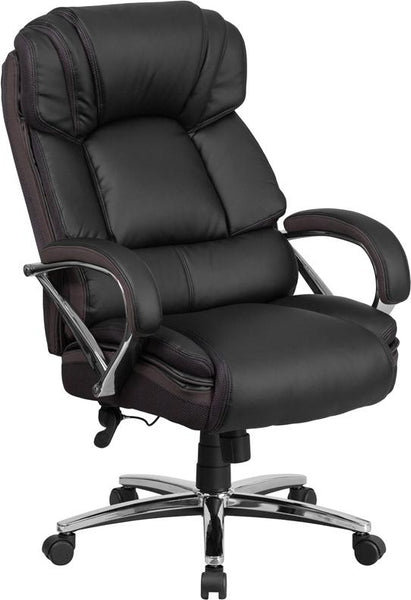 Flash Furniture HERCULES Series Big & Tall 500 lb. Rated Black Leather Executive Swivel Chair with Chrome Base and Arms - GO-2222-GG