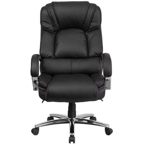 Flash Furniture HERCULES Series Big & Tall 500 lb. Rated Black Leather Executive Swivel Chair with Chrome Base and Arms - GO-2222-GG