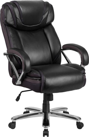 Flash Furniture HERCULES Series Big & Tall 500 lb. Rated Black Leather Executive Swivel Chair with Extra Wide Seat - GO-2092M-1-BK-GG