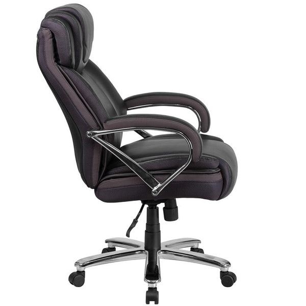 Flash Furniture HERCULES Series Big & Tall 500 lb. Rated Black Leather Executive Swivel Chair with Extra Wide Seat - GO-2092M-1-BK-GG